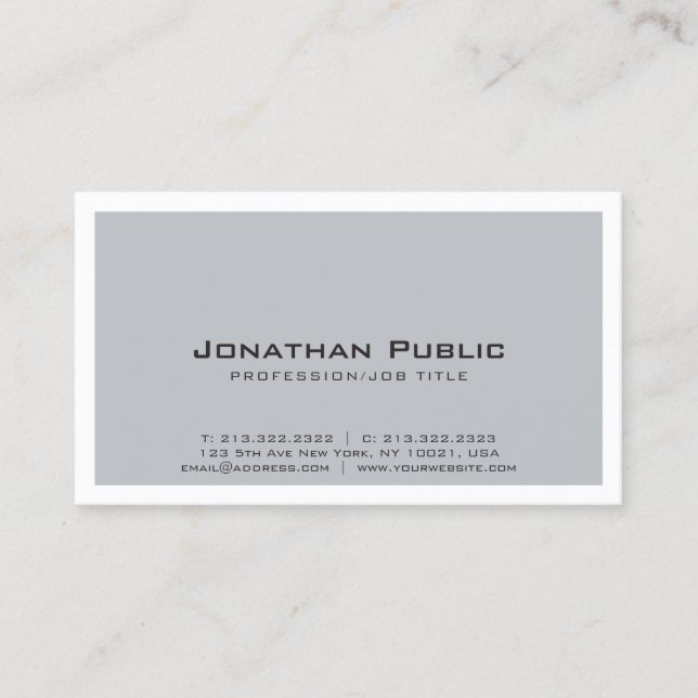 Carte De Visite Élégant Plat Créatif Gris Blanc Design Moderne (Devant)
