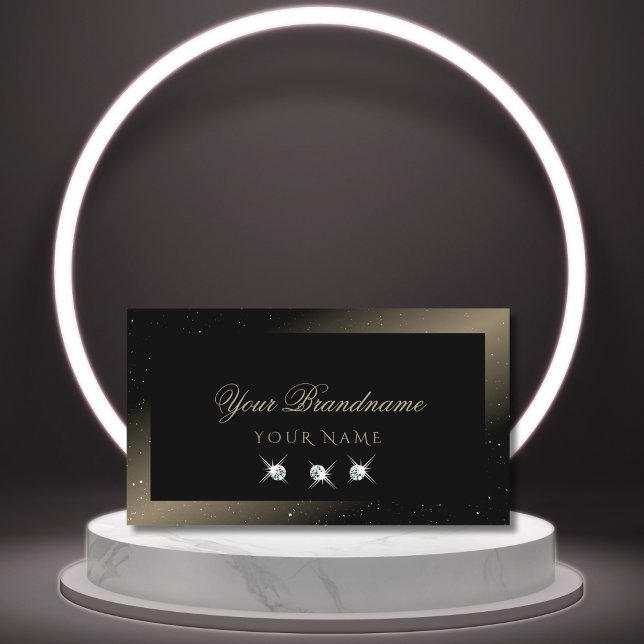 Carte De Visite Élégant Platine noir Sparkling Diamants Moderne (Créateur téléchargé)