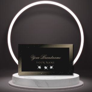 Carte De Visite Élégant Platine noir Sparkling Diamants Moderne