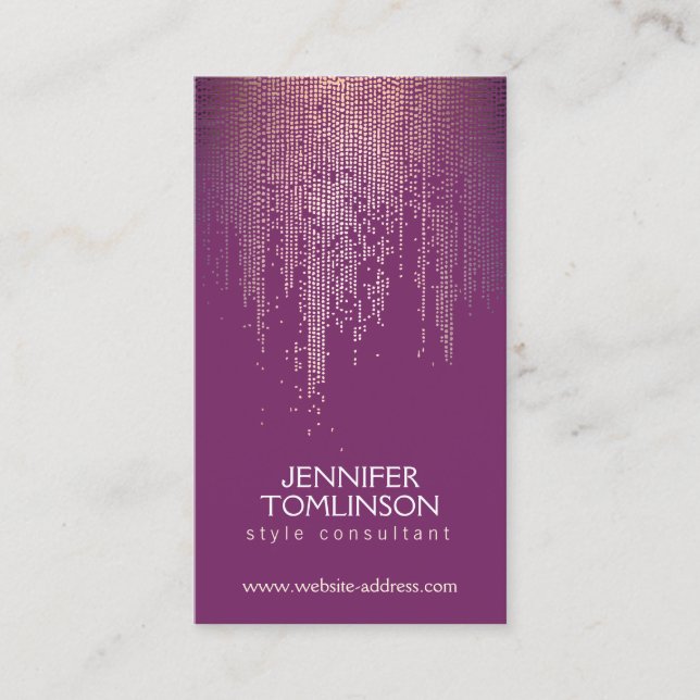 Carte De Visite Elégant point de Confetti Or sur Royal Purple (Devant)