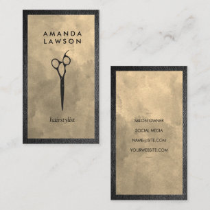 Carte De Visite Élégant poirier gris peigne   Bordure en cuir