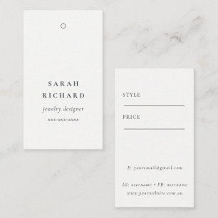 Carte De Visite Élégant Prix blanc minimum simple Nom de l'étiquet