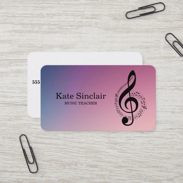 Carte De Visite Elégant professeur de musique Piano Keys Musical (Devant/Arrière en situation)