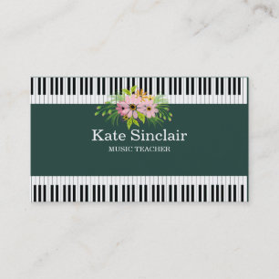 Carte De Visite Elégant professeur de musique Piano Keys Musical