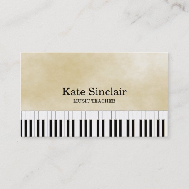 Carte De Visite Elégant professeur de musique Piano Keys Musical B (Devant)