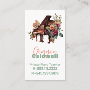 Carte De Visite Elégant professeur de piano aquarelle art