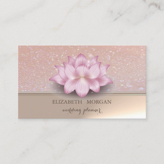 Carte De Visite Élégant professionnel chic Glittery Lotus Flower (Devant)