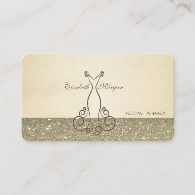 Carte De Visite Élégant Professionnel Chic Luxe, Glitterie, Robe (Devant)