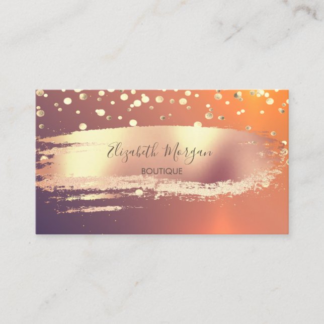 Carte De Visite Élégant professionnel, Confetti d'or, Brush Stroke (Devant)