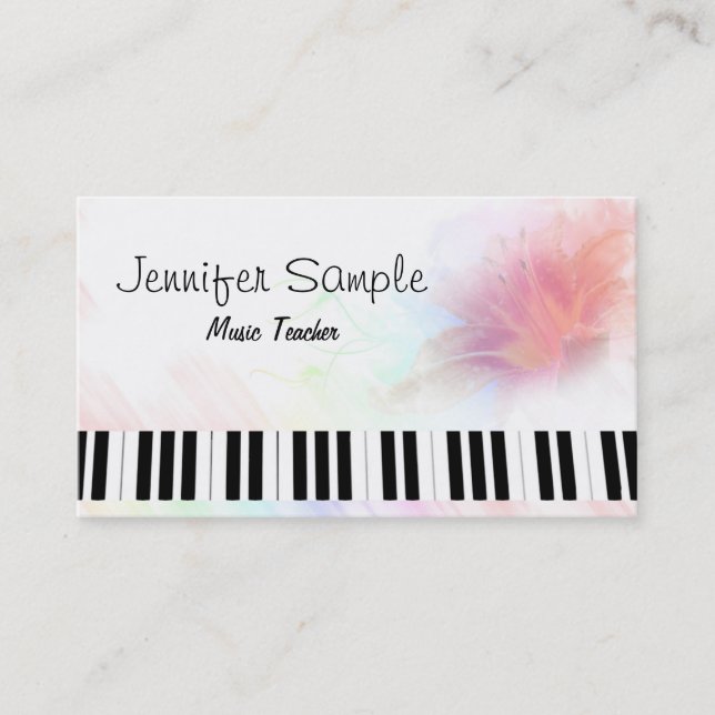 Carte De Visite Élégant professionnel de professeur de musique de (Devant)