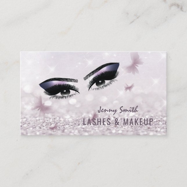 Carte De Visite Élégant professionnel design bokeh papillon maquil (Devant)
