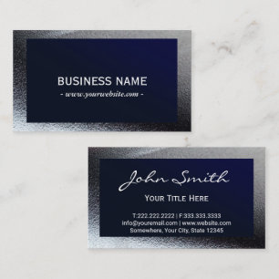 Carte De Visite Élégant professionnel en métal gris bleu marine