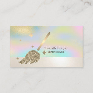 Carte De Visite Elégant professionnel Gold Broom Holographique