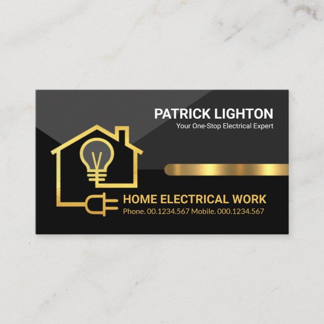 Carte De Visite Élégant professionnel Gold Electrical Wiring Home (Devant)