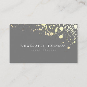 Carte De Visite Élégant Professionnel Gold Splatz gris foncé