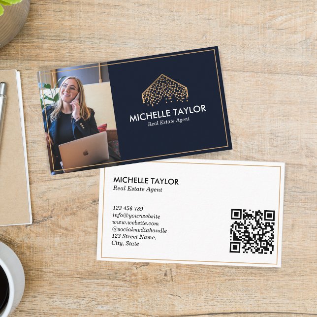 Carte De Visite Élégant professionnel immobilier locataire photo Q (Créateur téléchargé)