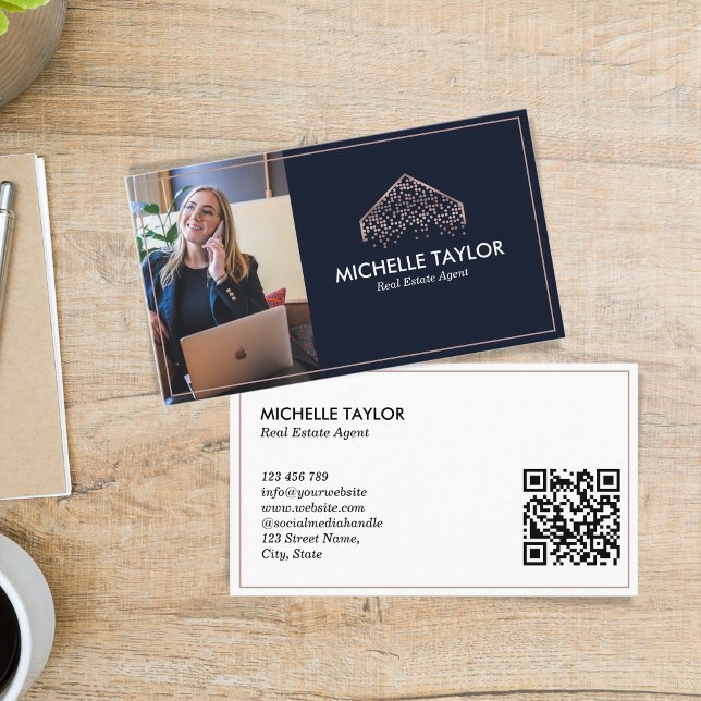 Carte De Visite Élégant professionnel immobilier locataire photo Q (Créateur téléchargé)