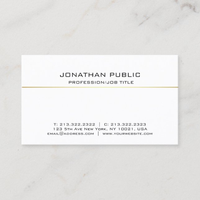 Carte De Visite Élégant professionnel moderne blanc élégant (Devant)