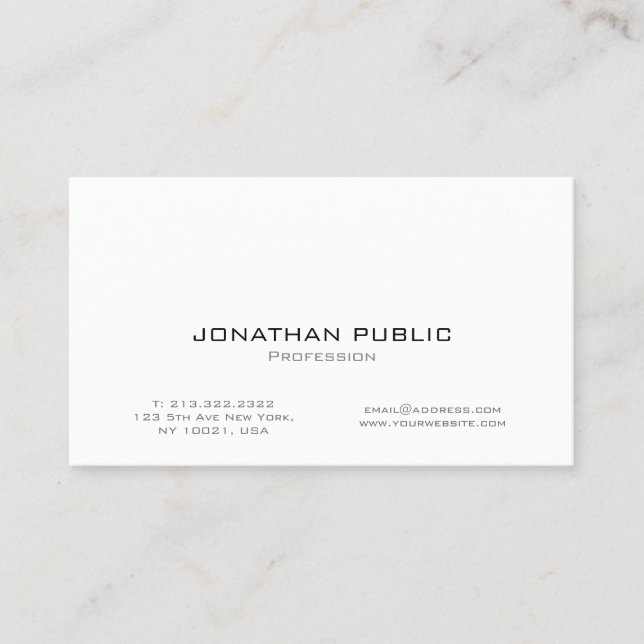 Carte De Visite Élégant professionnel moderne blanc élégant chic s (Devant)