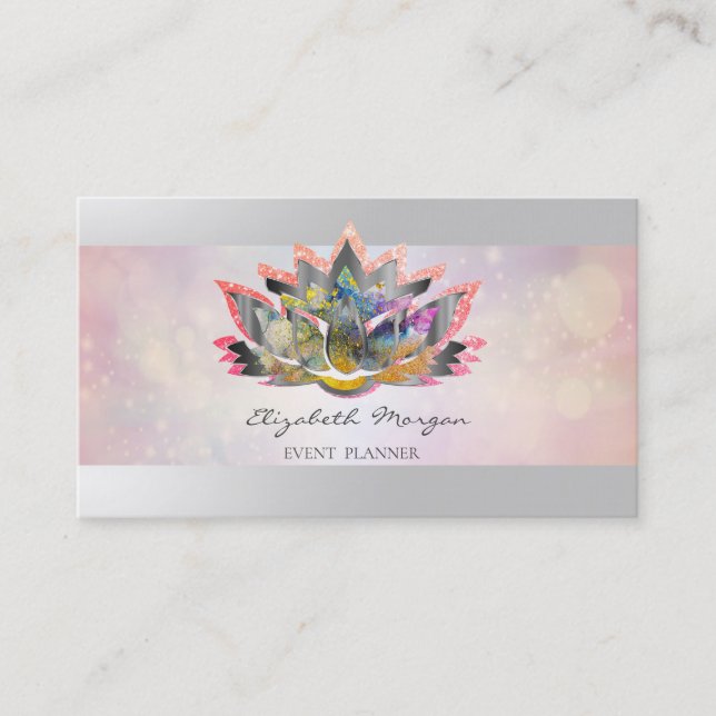 Carte De Visite Élégant Professionnel Moderne, Bokeh Lotus (Devant)