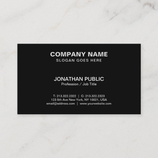 Carte De Visite Élégant professionnel moderne entreprise Noir (Devant)