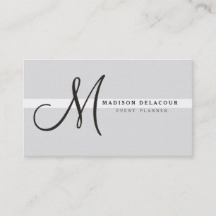 Carte De Visite Élégant professionnel moderne Monogramme argent