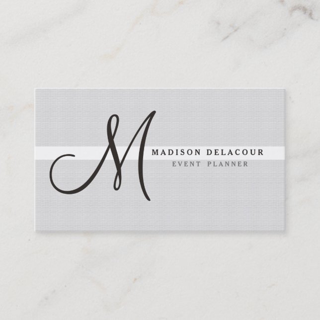 Carte De Visite Élégant professionnel moderne Monogramme argent (Devant)