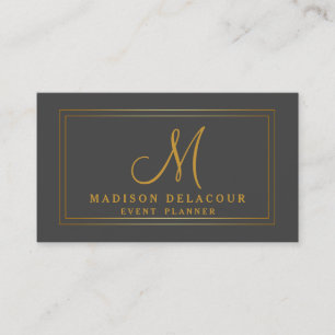 Carte De Visite Élégant professionnel moderne Monogramme Or & Gr