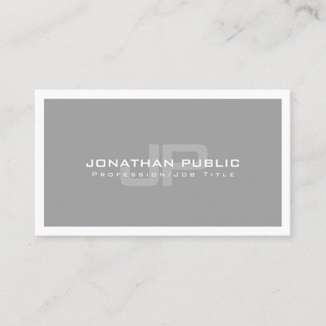 Carte De Visite Élégant professionnel Moderne Monogramme Plain ten (Devant)