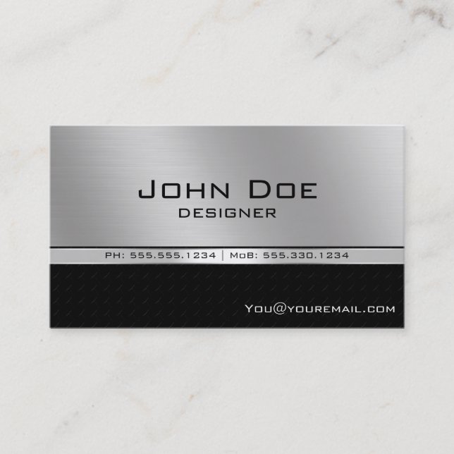 Carte De Visite Élégant professionnel moderne noir et argent (Devant)
