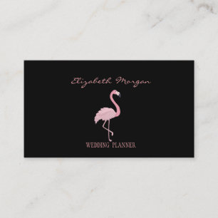 Carte De Visite Élégant professionnel moderne noir, Flamant rose r