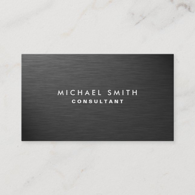 Carte De Visite Élégant professionnel moderne Noir Plain Metal (Devant)