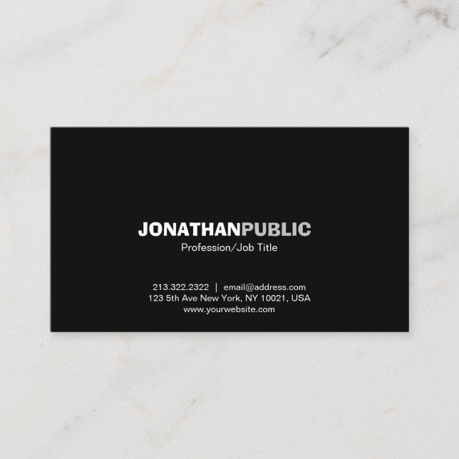 Carte De Visite Élégant professionnel moderne Noir simple (Devant)