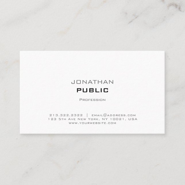 Carte De Visite Élégant professionnel moderne sobre blanc (Devant)