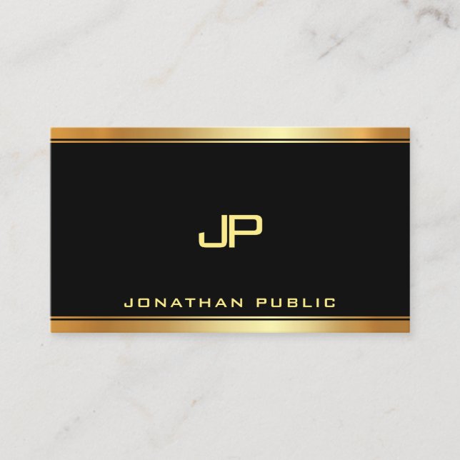 Carte De Visite Élégant professionnel Monogramme or Modèle moderne (Devant)