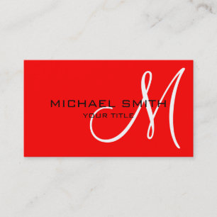 Carte De Visite Élégant professionnel Monogramme Rouge clair