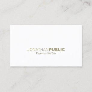 Carte De Visite Élégant professionnel or blanc lisse simple modern