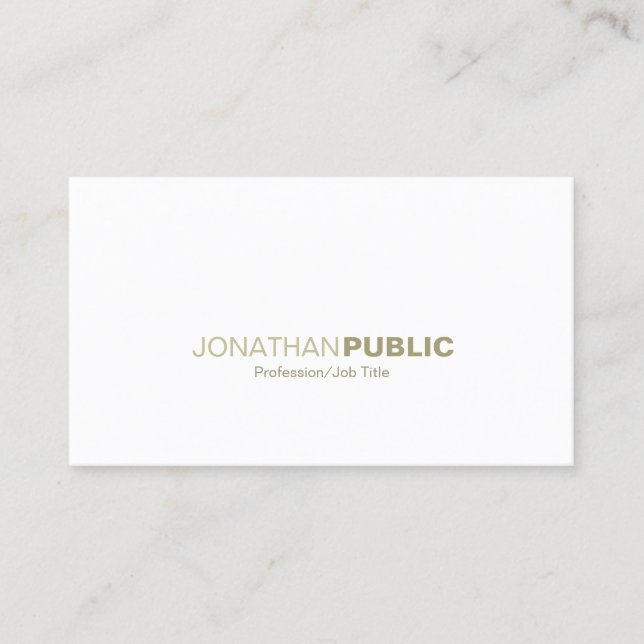 Carte De Visite Élégant professionnel or blanc lisse simple modern (Devant)