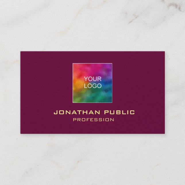 Carte De Visite Élégant professionnel or couleur Texte Luxe (Devant)