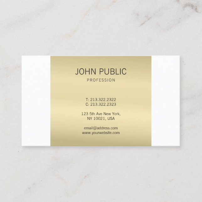Carte De Visite Élégant professionnel or Monogramme moderne Plain (Devant)