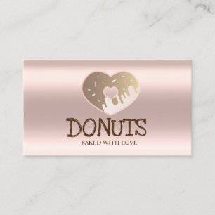 Carte De Visite Élégant Professionnel, Rose Doré, Donuts, Boulange