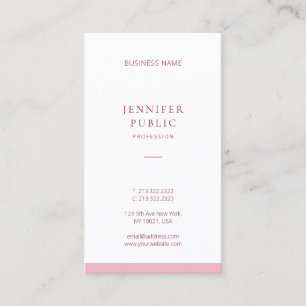 Carte De Visite Élégant professionnel rose moderne minimaliste Pla