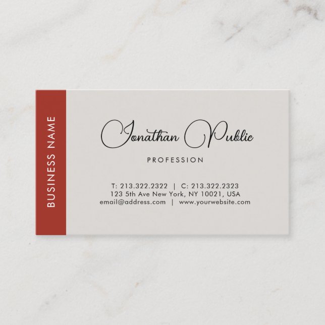 Carte De Visite Élégant Professionnel Script Nom Modèle Moderne (Devant)