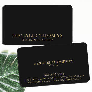 Carte De Visite Élégant professionnel Simple Minimaliste Black Gol