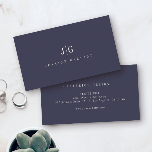 Carte De Visite Élégant professionnel simple Monogramme Marine min (Stylish, elegant and professional. Make this understated business card part of your branding!)