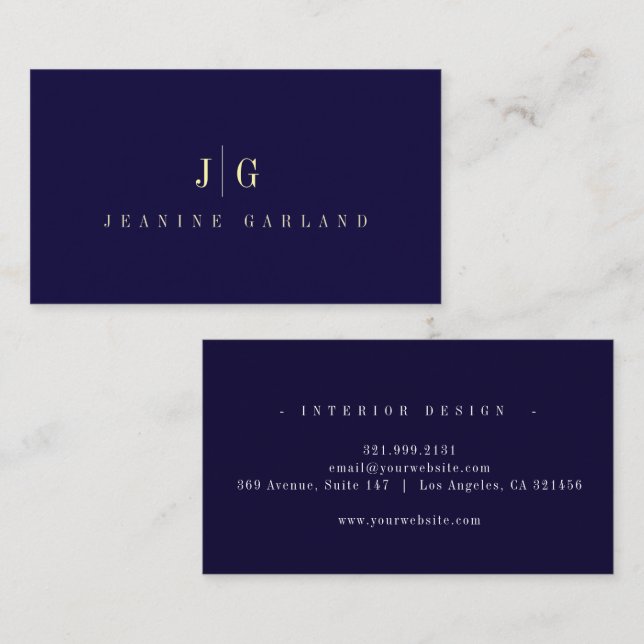 Carte De Visite Élégant Professionnel Simple Monogramme Minimalist (Devant / Derrière)