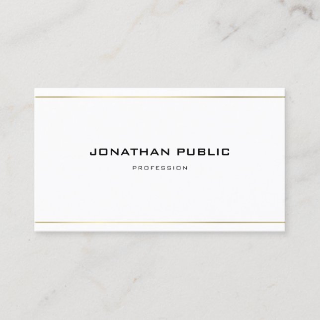 Carte De Visite Élégant professionnel Sleek Gold Stripes Plain Lux (Devant)