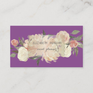 Carte De Visite Élégant Professionnel Vintage Violet, Fleurs