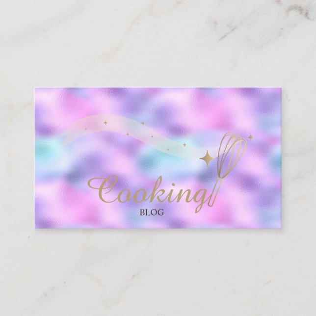 Carte De Visite Élégant professionnel, Whisk, Holographique Cuisin (Devant)