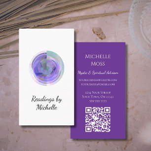Carte De Visite Élégant Psychique Moderne Lune Crystal Ball Purple